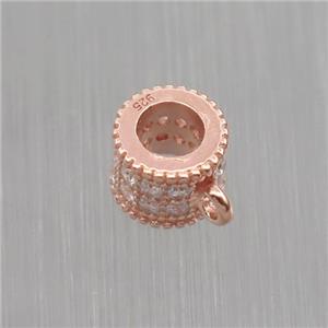 Sterling Silver hanger pave zircon, rose gold, approx 4.5-6mm