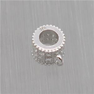 Sterling Silver hanger pave zircon, platinum plated, approx 4.5-6mm