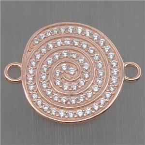 Sterling Silver rebirth connector paved zircon, rose gold, approx 18mm dia