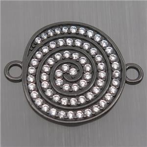 Sterling Silver rebirth connector paved zircon, black plated, approx 18mm dia
