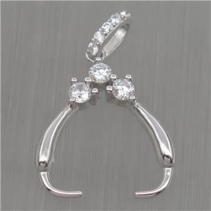 Sterling Silver clasp paved zircon, platinum plated, approx 17-20mm