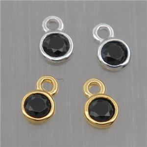 Sterling Silver pendant paved black zircon, mixed color, approx 4mm dia
