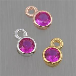 Sterling Silver pendant paved hotpink zircon, mix color, approx 4mm dia