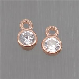 Sterling Silver pendant paved zircon, rose gold, approx 4mm dia