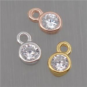 Sterling Silver pendant paved zircon, mixed color, approx 4mm dia