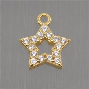 Sterling Silver star pendant paved zircon, gold plated, approx 8mm dia