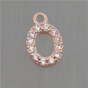 Sterling Silver oval pendant paved zircon, rose gold, approx 5.5-7mm