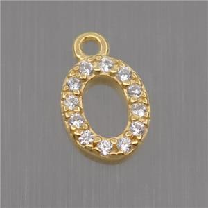 Sterling Silver oval pendant paved zircon, gold plated, approx 5.5-7mm