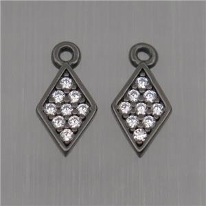 Sterling Silver dart pendant paved zircon, black plated, approx 5-8mm