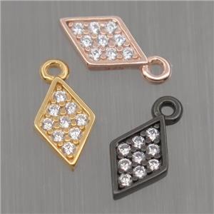 Sterling Silver dart pendant paved zircon, mixed color, approx 5-8mm