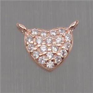 Sterling Silver heart pendant paved zircon, rose gold, approx 7.5mm
