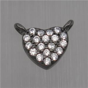 Sterling Silver heart pendant paved zircon, black plated, approx 7.5mm
