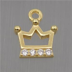Sterling Silver crown pendant paved zircon, gold plated, approx 7-8mm