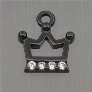 Sterling Silver crown pendant paved zircon, black plated, approx 7-8mm