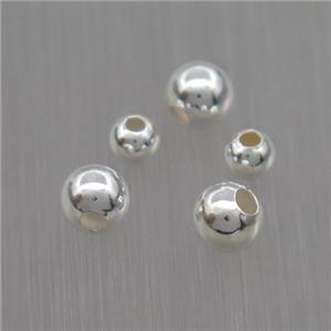 round Sterling Silver beads paved zircon, silver plated, approx 3mm dia