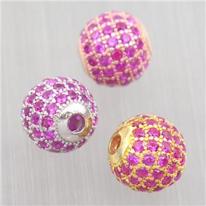 round Sterling Silver beads paved hotpink zircon, mixed color, approx 10mm dia