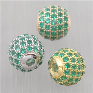 round Sterling Silver beads paved green zircon, mixed, approx 6mm dia