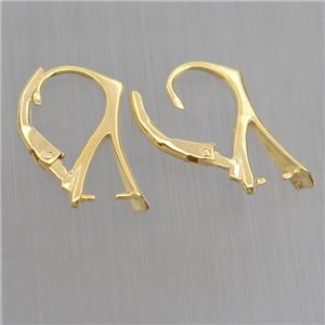 Sterling Silver Leaveback Earrings, gold plated, approx 10-18mm