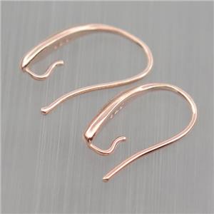Sterling Silver Hook Earrings, rose gold, approx 8-15mm