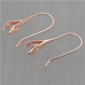 Sterling Silver hook Earrings with bail, rose gold, approx 15-30mm
