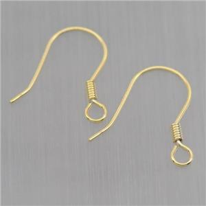 Sterling Silver hook Earrings, gold plated, approx 12-15mm