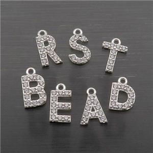 Sterling Silver Letter Pendant Pave Zircon Mix Alphabet, approx 5-8mm