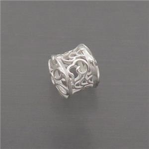 Sterling Silver Beads Tube Hollow, approx 8mm
