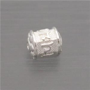 Sterling Silver Beads Tube Buddhist, approx 5-6mm