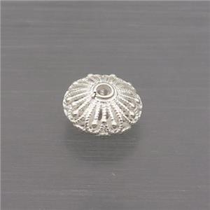 Sterling Silver Beads Rondelle Hollow, approx 7.5mm dia