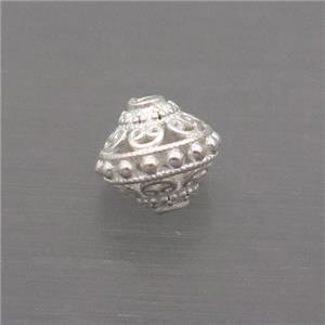 Sterling Silver Beads Bicone Hollow, approx 6-6.5mm