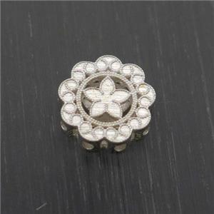 Sterling Silver Beads Flower, approx 9mm