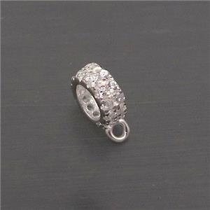 Sterling Silver Bail Pave Zircon, approx 6mm
