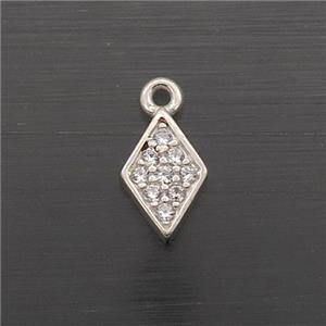 Sterling Silver Pendant Rhombus Pave Zircon, approx 5-7.5mm