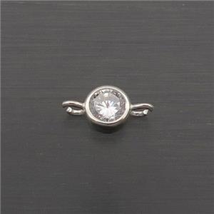 Sterling Silver Connector Pave Crystal Glass, approx 4mm