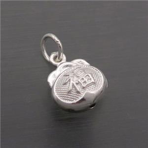 Sterling Silver Lucky Fu Pendant, approx 10-13mm