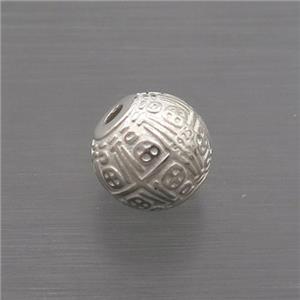 Sterling Silver Spacer Beads Round Lucky Fu, approx 10mm