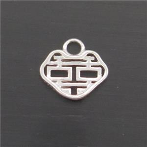 Sterling Silver Pendant Chinese Lucky, approx 6.8mm