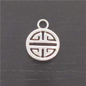 Sterling Silver Pendant Chinese Lucky, approx 6.8mm