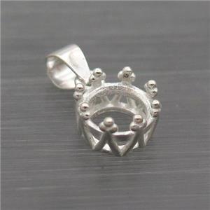 Sterling Silver Crown Pendant, approx 7mm