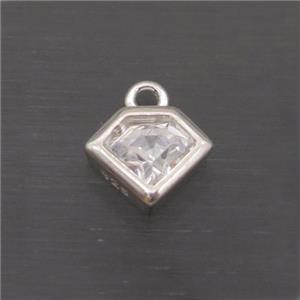 Sterling Silver Polygon Pendant Pave Crystal, approx 7mm