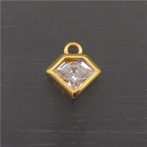Sterling Silver Polygon Pendant Pave Crystal Gold Plated, approx 7mm