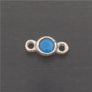 Sterling Silver Circle Connector Pave Crystal, approx 4mm