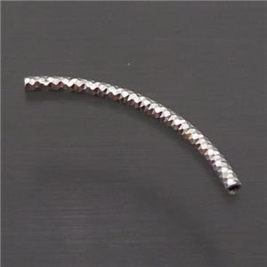 Sterling Silver Bend Tube Beads Column, approx 2x30mm