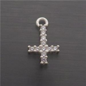 Sterling Silver Cross Pendant Pave Zircon, approx 7.5-10mm