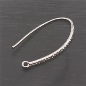 Sterling Silver Hook Earring Pave Zircon, approx 15-28mm