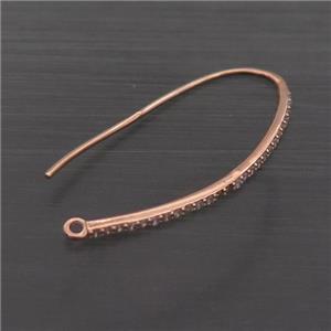 Sterling Silver Hook Earring Pave Zircon Rose Gold, approx 15-35mm