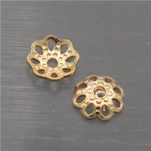Sterling Silver Beadcaps Gold Plated, approx 6mm