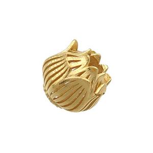Sterling Silver Beads Lotus Gold Plated, approx 7.5mm
