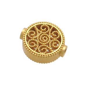 Sterling Silver Beads Circle Hollow Gold Plated, approx 9mm