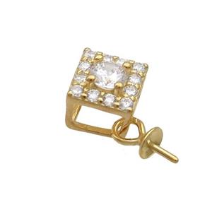 Sterling Silver Bail Pave Zircon Pad Gold Plated, approx 5.5mm